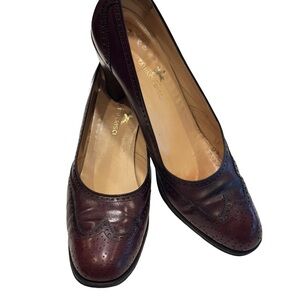 Tanino Crisci  Wingtip Heels Oxblood (Burgundy) Leather Sz 9 Handmade In Italy